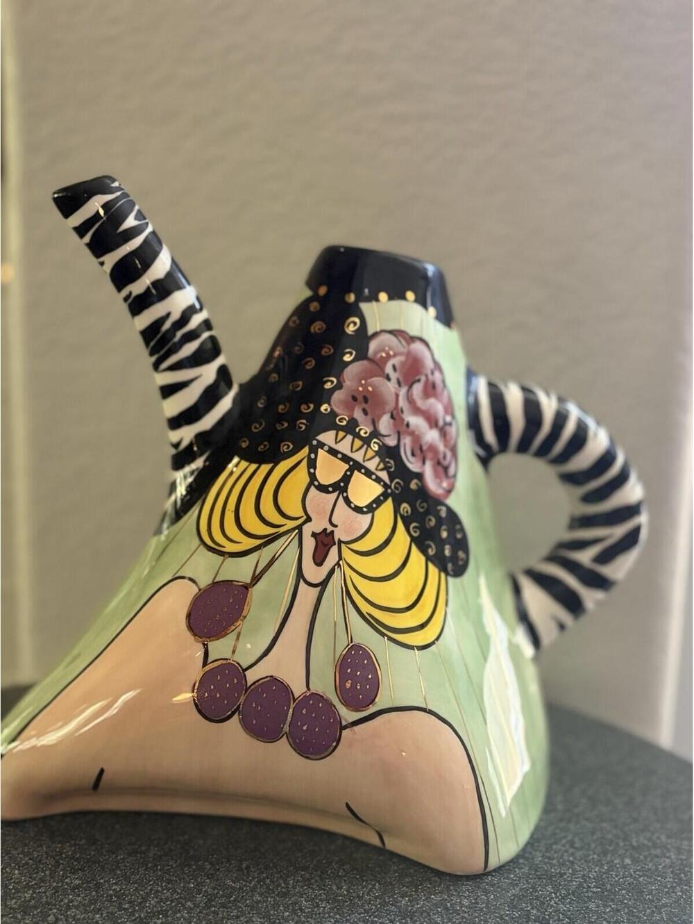Vintage Ceramic Pitcher Swak Lynda Corneille Aunt Gertie Hand Painted Signed